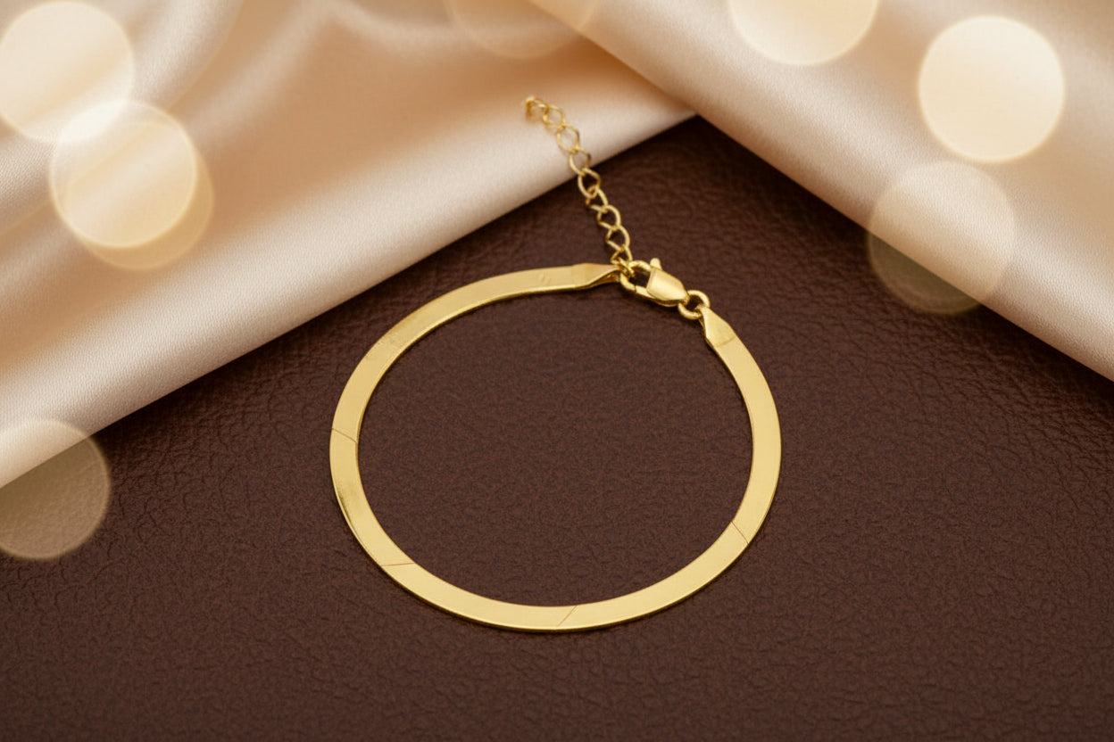 10K YG 3.5mm Herringbone Link Bracelet 7.5"