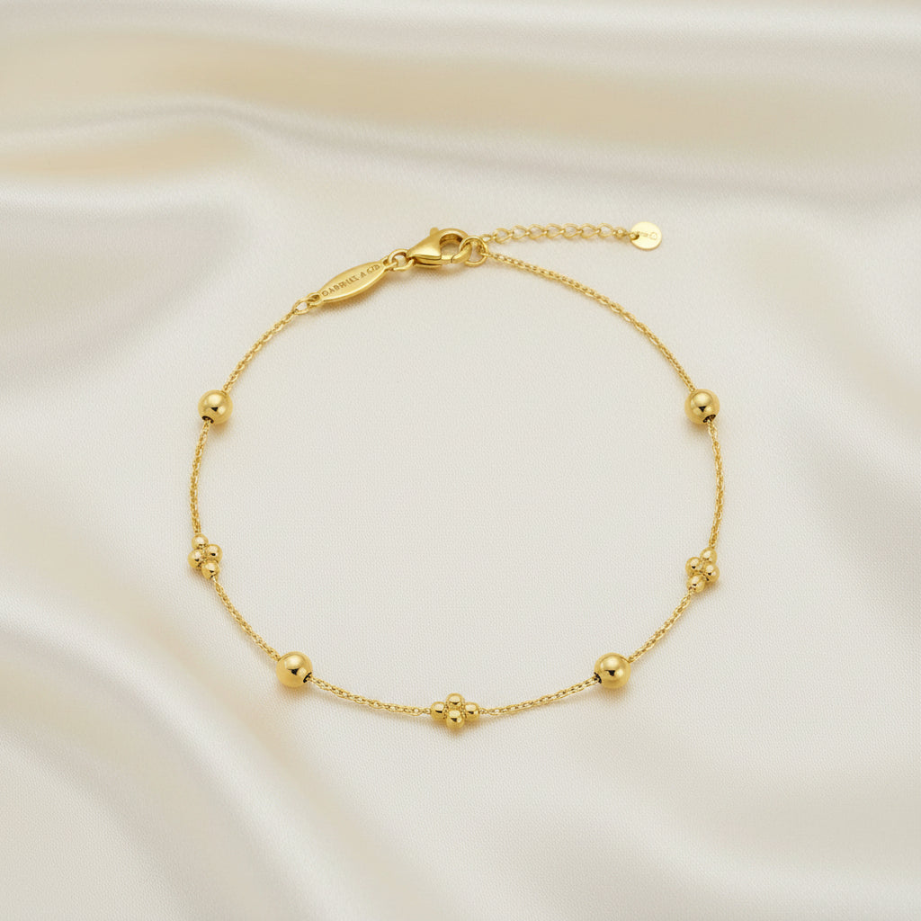 (S2220072) 14K YG Stationary Bead Bracelet Size 7 "Gabriel & Co"