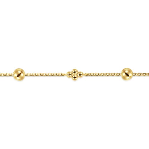 (S2220072) 14K YG Stationary Bead Bracelet Size 7 "Gabriel & Co"