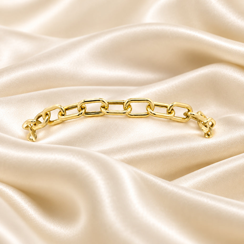10K Yellow gold rounded paperclip bracelet