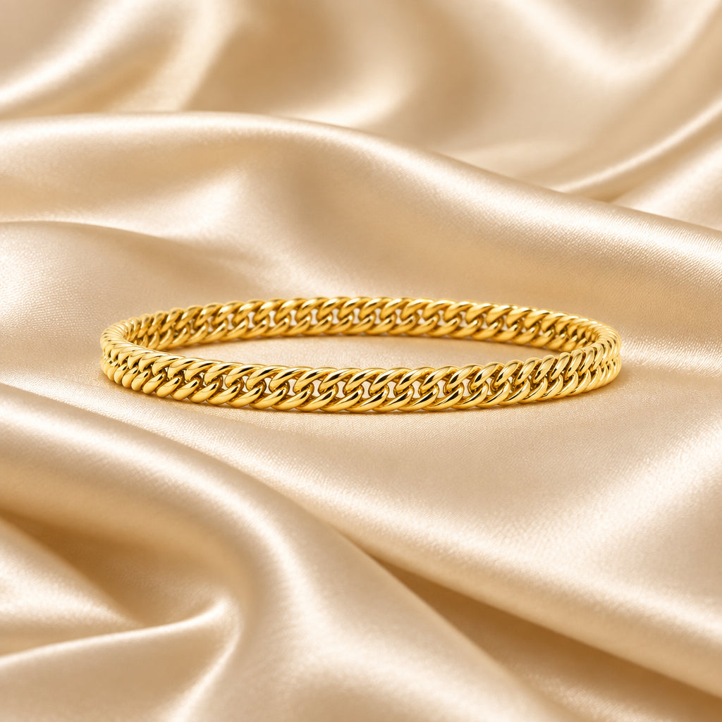 10K Yellow gold hollow flat curb bracelet