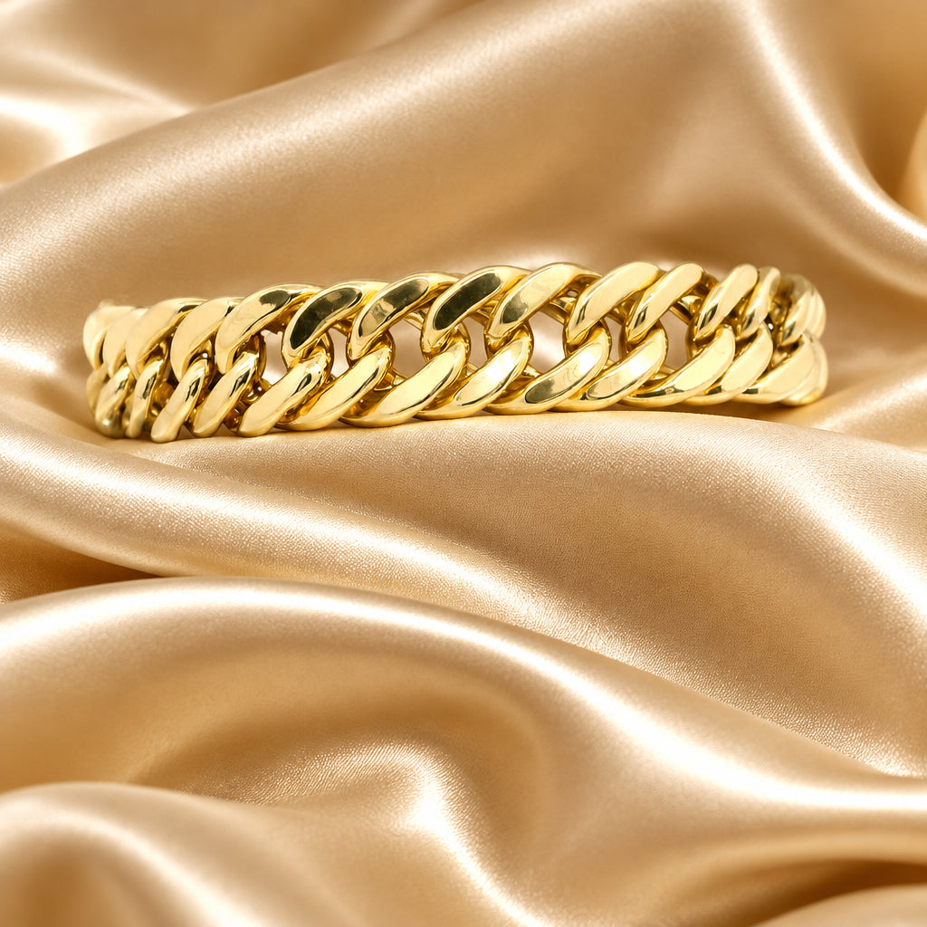 10K Yellow gold large hollow Cuban link bracelet
