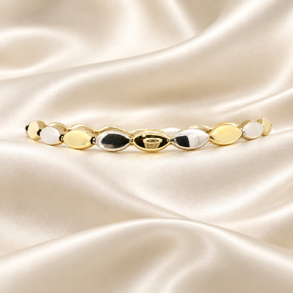10K Yellow and White gold oval link bracelet
