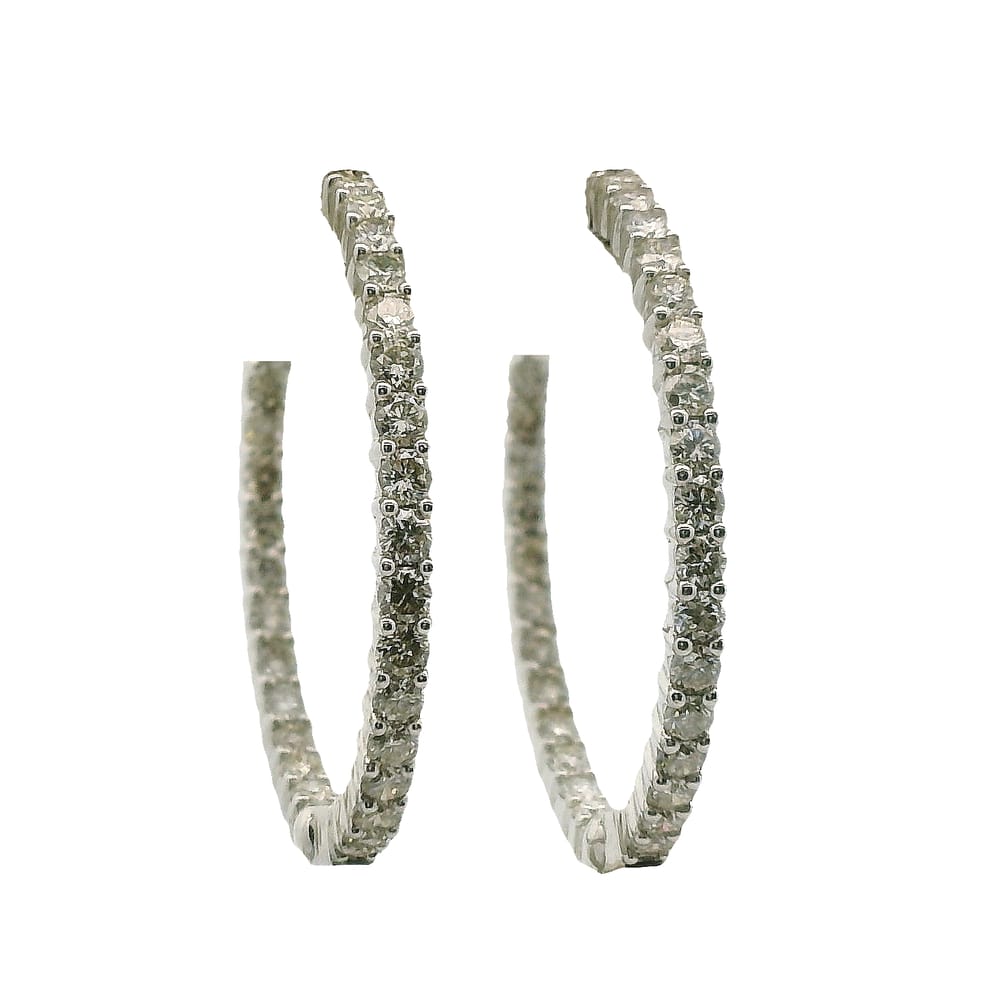14K WHITE GOLD INSIDE OUTSIDE DIAMOND HOOPS. 2.00CT