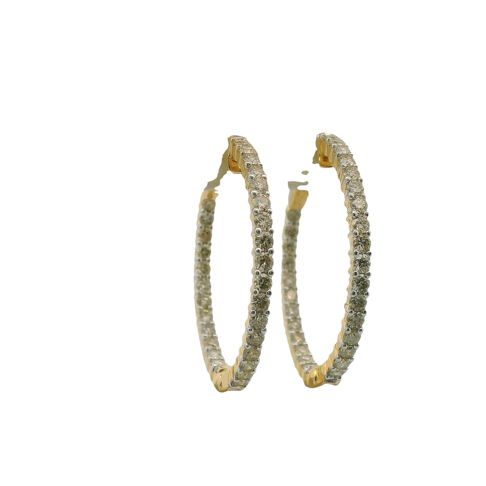 14K YELLOW GOLD INSIDE OUTSIDE DIAMOND HOOPS. 2.00CT