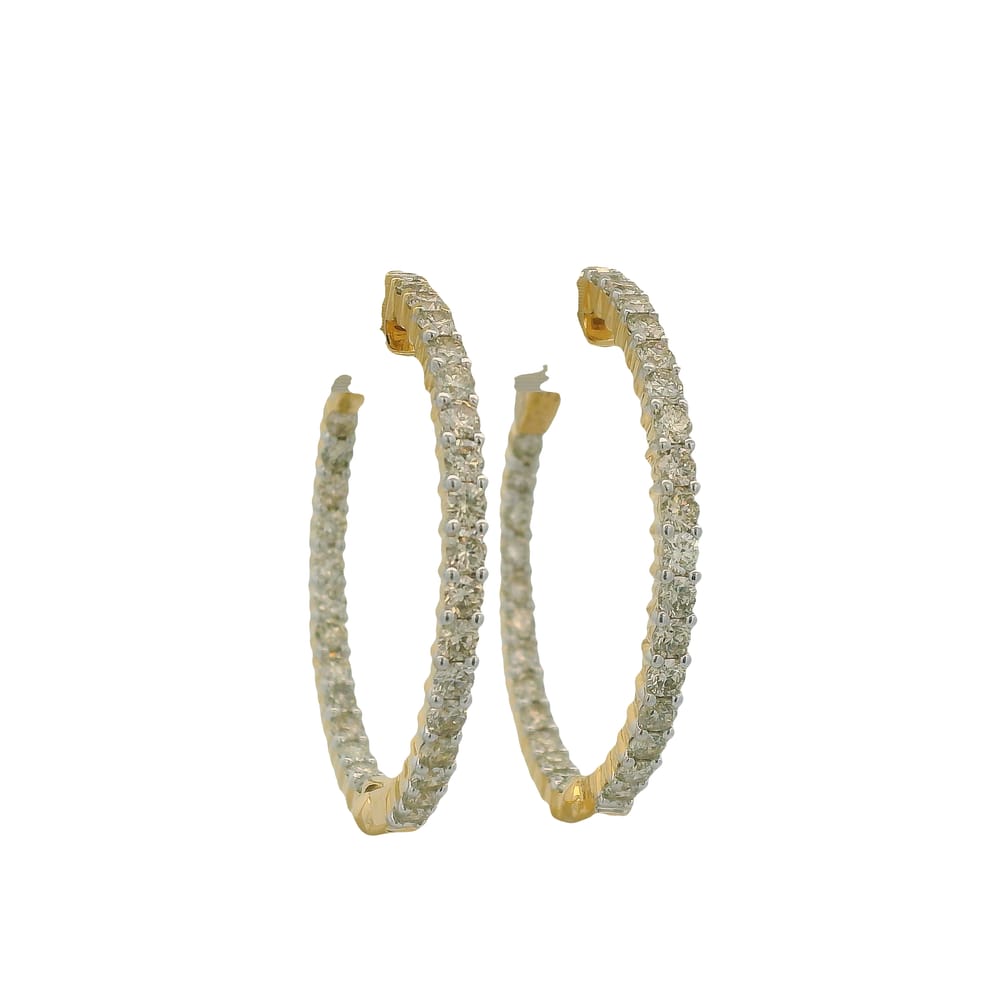 14K YELLOW GOLD INSIDE OUTSIDE DIAMOND HOOPS. 2.00CT