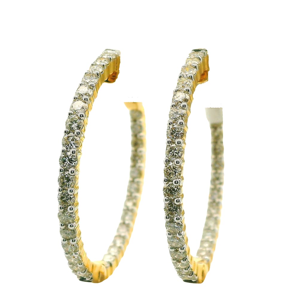 14K YELLOW GOLD 2.00CTW DIAMOND INSIDE OUTSIDE HOOPS