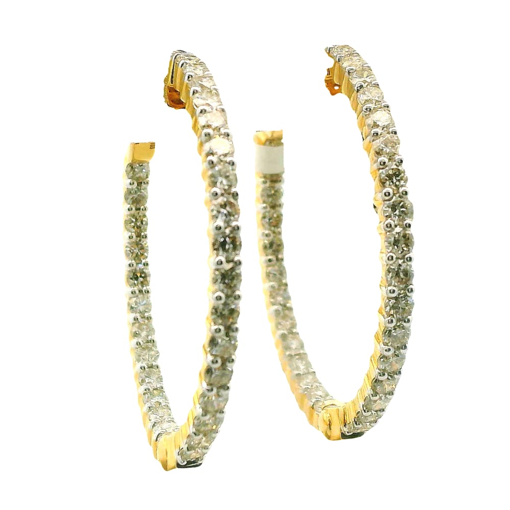 14K YELLOW GOLD 2.00CTW DIAMOND INSIDE OUTSIDE HOOPS