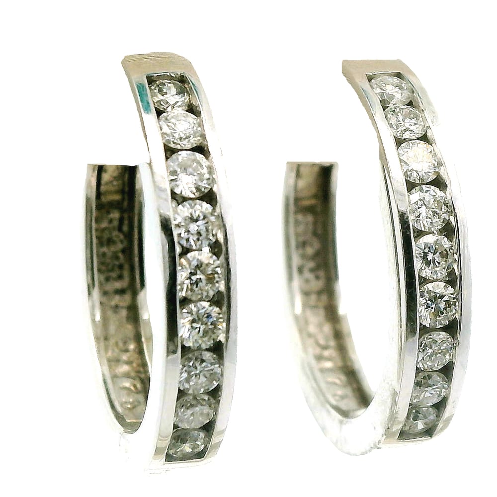 14K W/G .75TW DIAMOND HOOPS