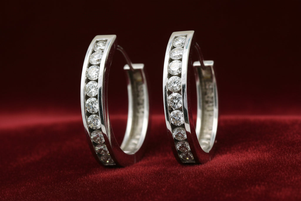 14K W/G .75TW DIAMOND HOOPS