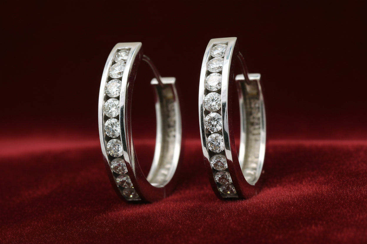 14K W/G .75TW DIAMOND HOOPS