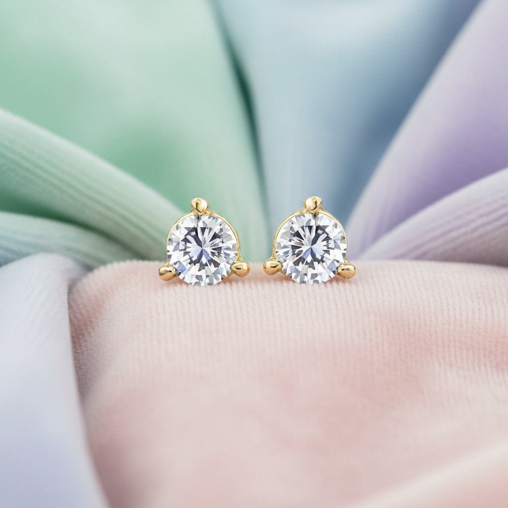 14K YELLOW GOLD .10TW I1, G-I CDN DIAMOND STUD EARRINGS CAD #301587 CAD#301586