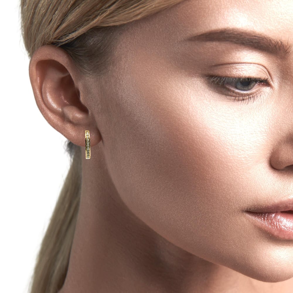 10K Y/G .50TW DIAMOND HOOP EARRINGS