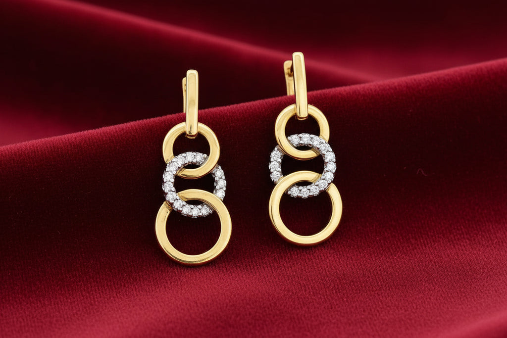 14K YG 0.10CTW DIAMOND CIRCLE EARRINGS