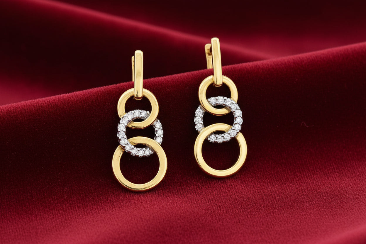 14K YG 0.10CTW DIAMOND CIRCLE EARRINGS