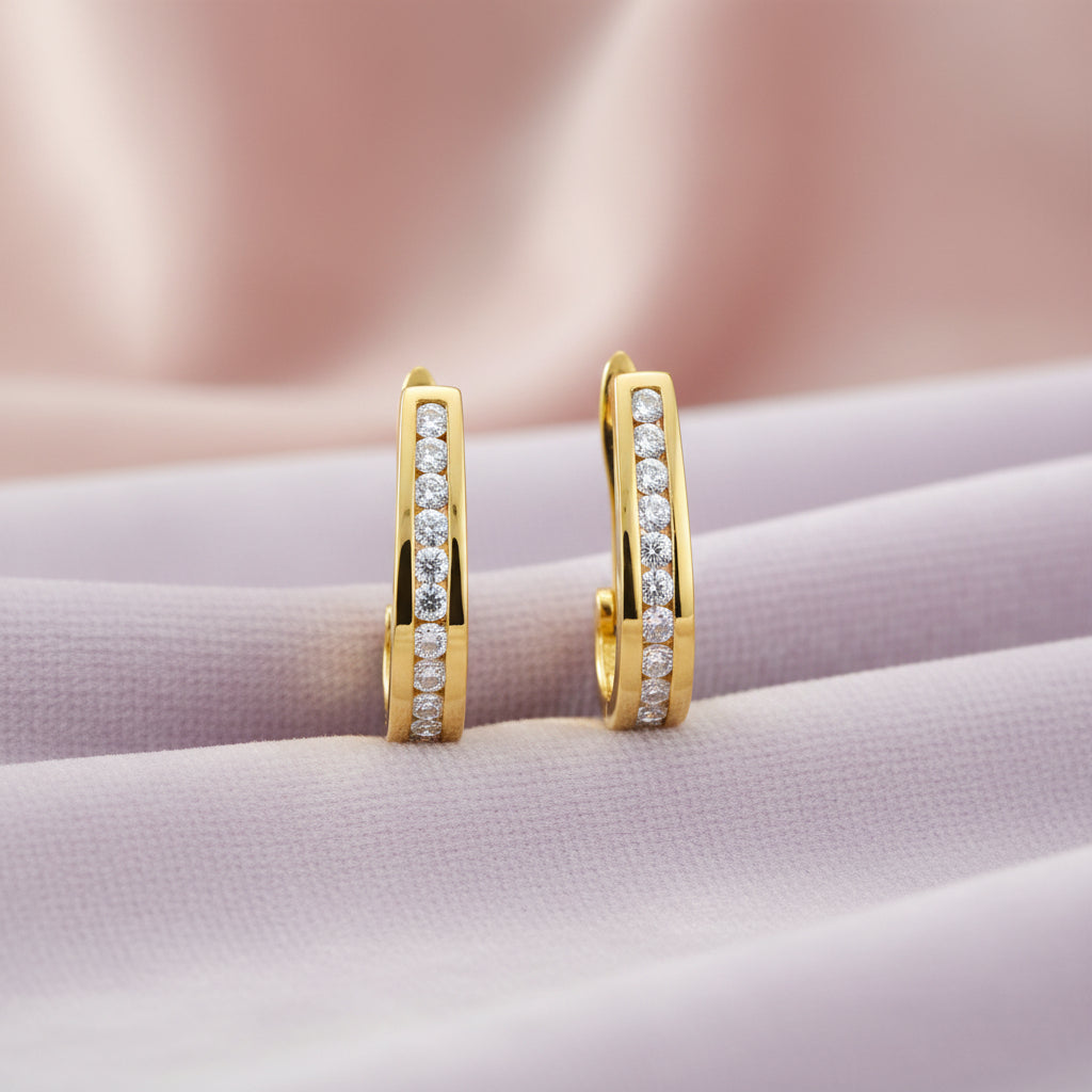 10K YG 1.00TW DIAMOND HOOPS