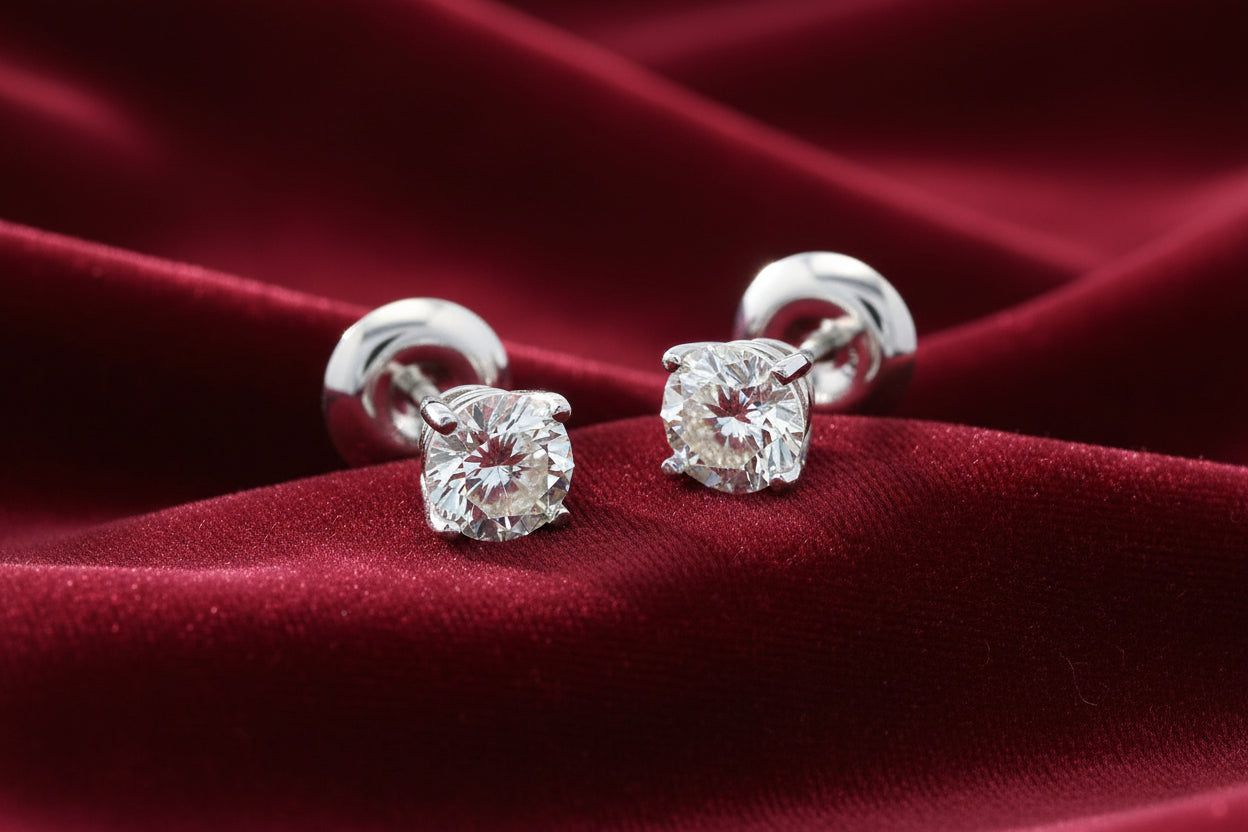 14K WG 0.80CTW I1-I2, GH DIAMOND STUDS WITH SCREW BACKS