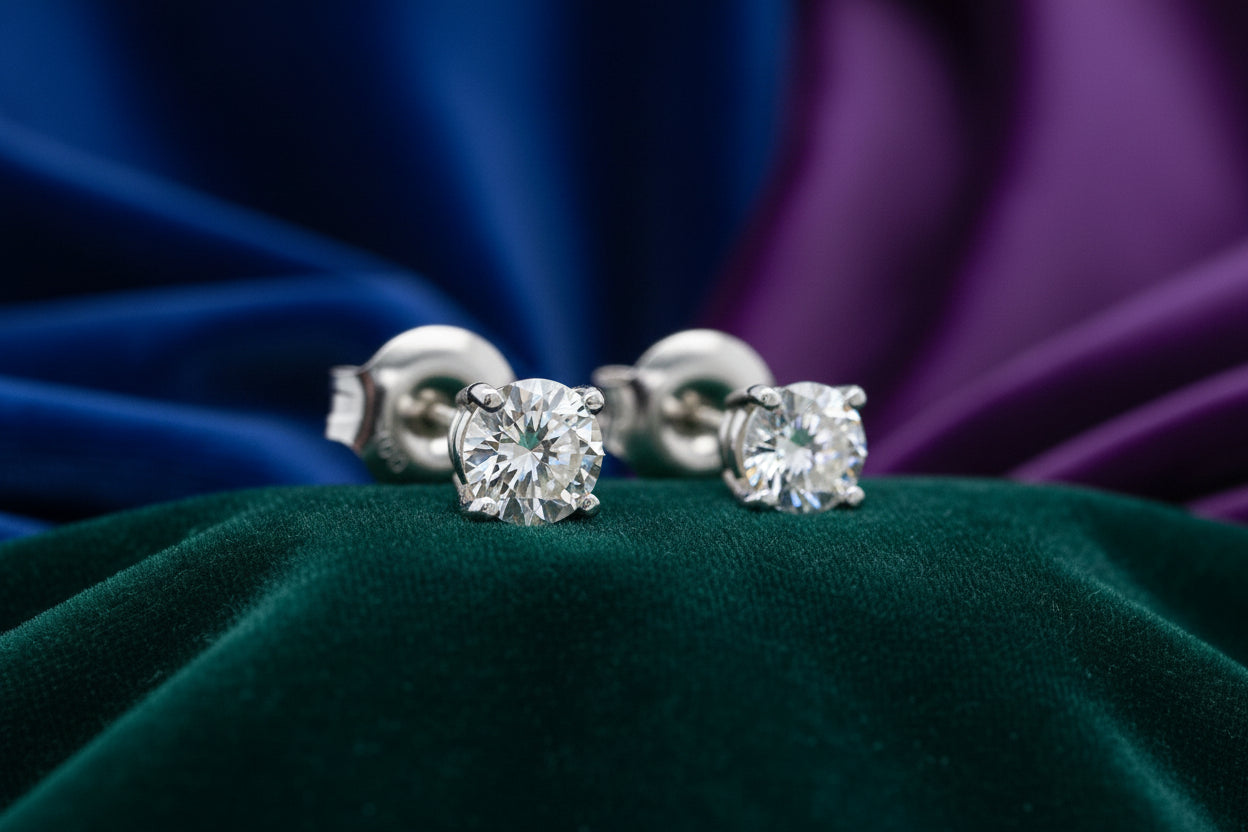 14K WG 1.02CTW I1-I2, H DIAMOND STUDS WITH SCREW BACKS