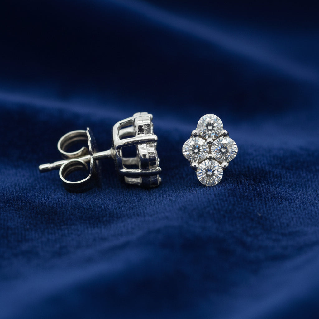 14K WG 0.10CTW DIAMOND ILLUSION SET CLUSTER STUDS