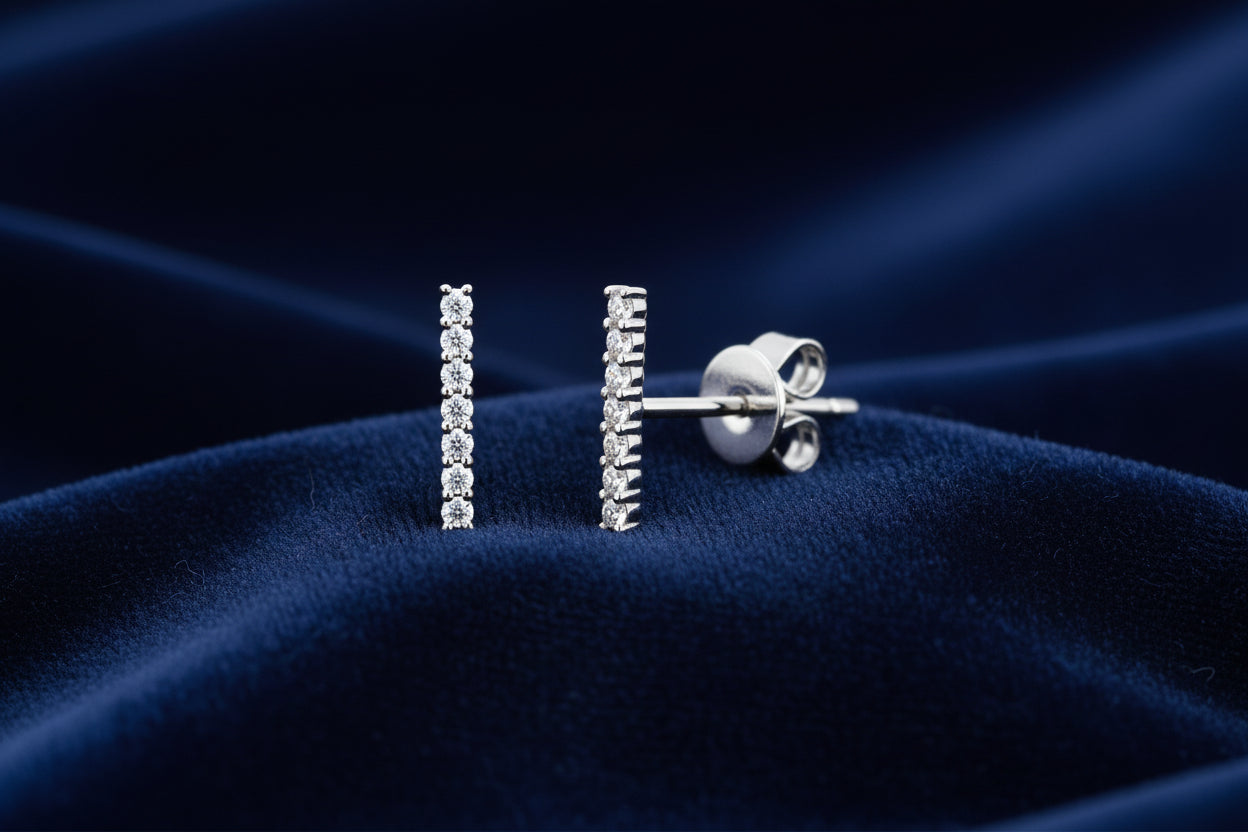 10K WG .11CTW DIAMOND BAR STUDS