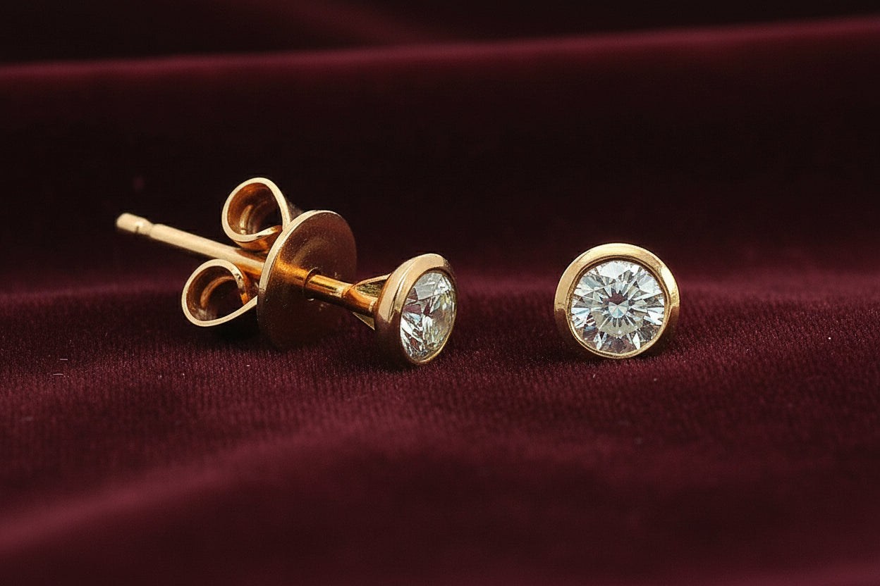 10K RG .25CT DIA BEZEL STUDS