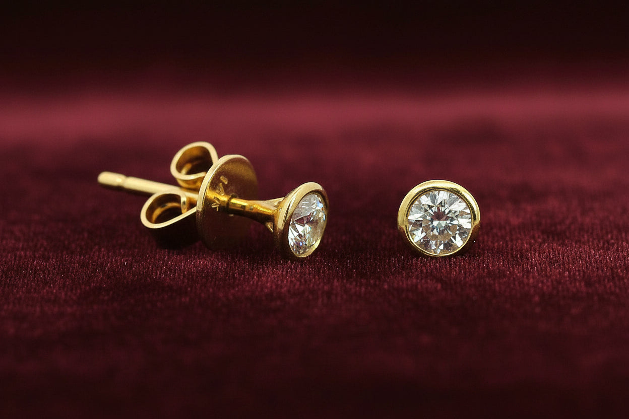 10K YG .25CT DIA BEZEL STUDS