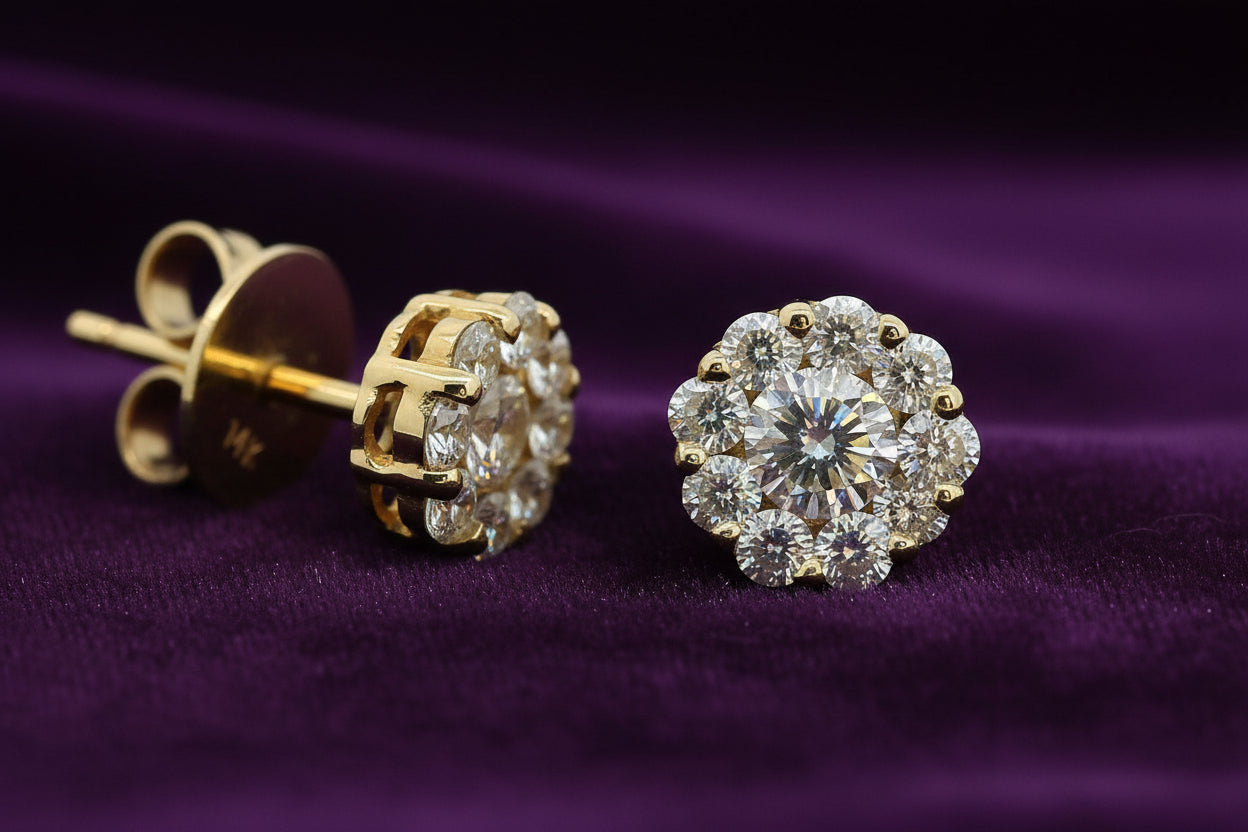 14K YG .52CTW DIAMOND CLUSTER STUDS