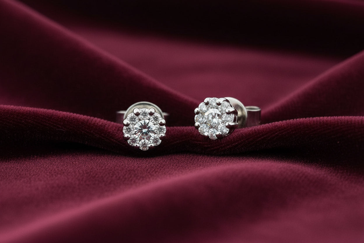 14K WG 0.10CTW DIAMOND ILLUSION SET CLUSTER STUDS