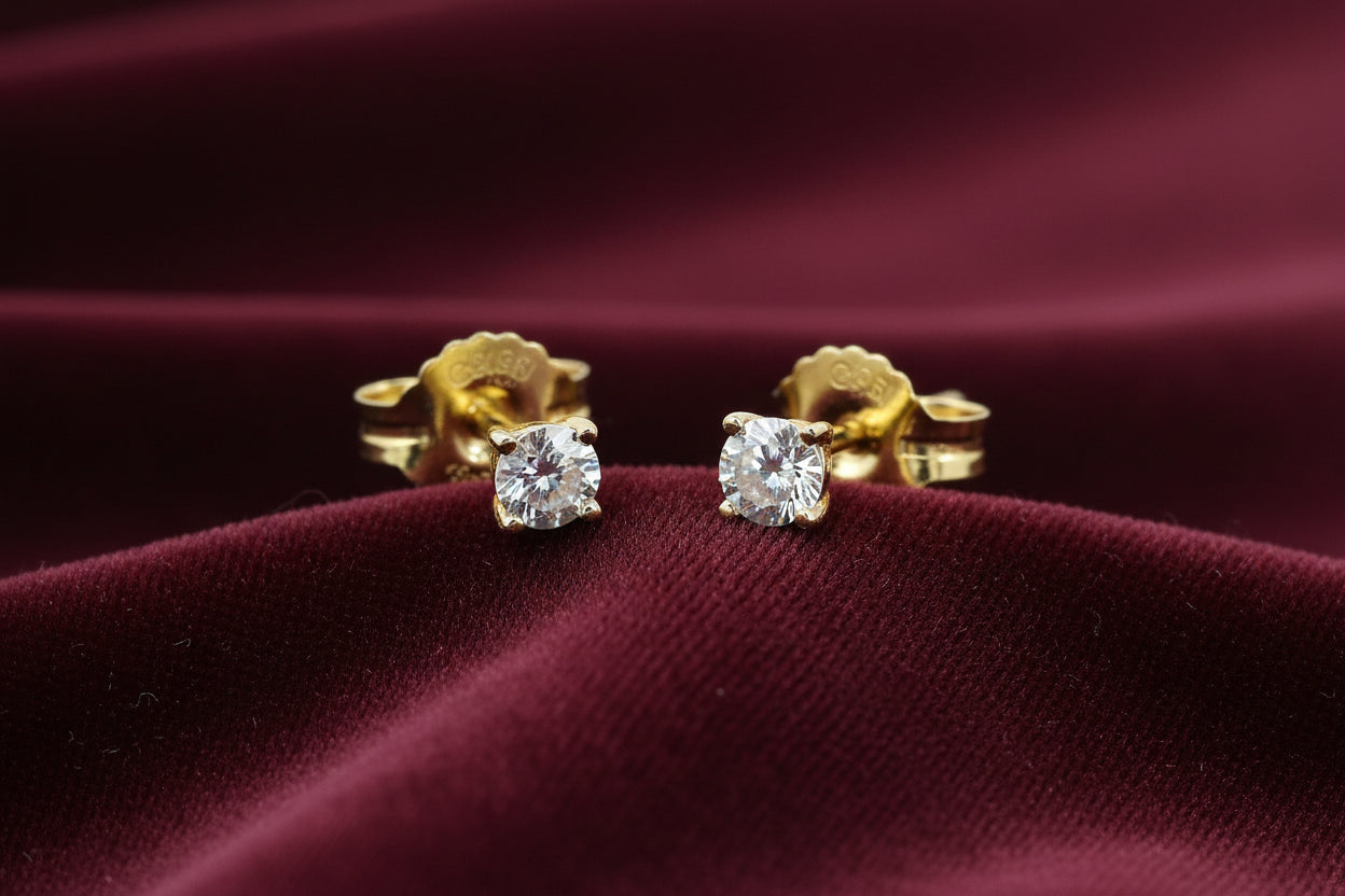 10K YG/WG .03CTW DIA ILLUSION STUD EARRINGS