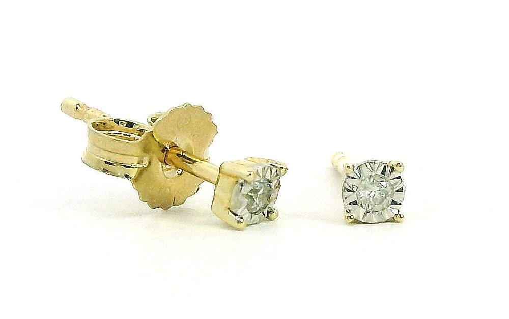 10K YG/WG .03CTW DIA ILLUSION STUD EARRINGS