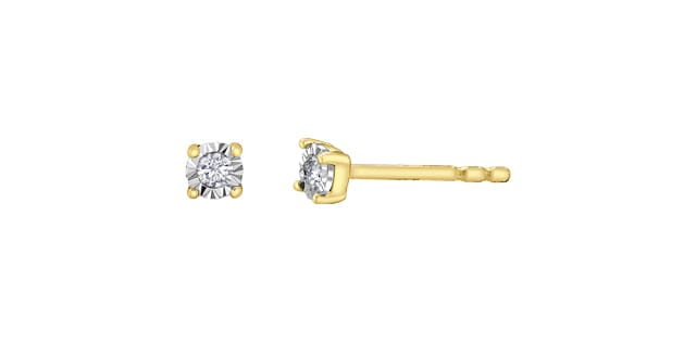 10K YG/WG .05CTW DIA ILLUSION STUD EARRINGS