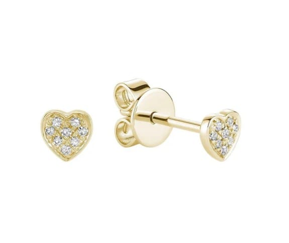 10K YG 0.05CTW DIAMOND HEART STUDS