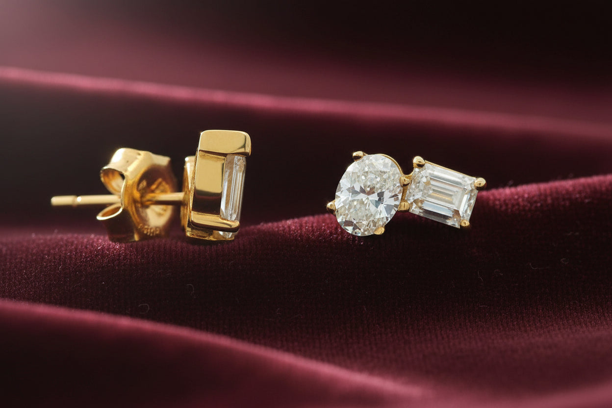 10K YG 0.50CTW VS,E-F OVAL LAB GROWN DIAMONDS, 0.50CTW VS,E-F EMERALD CUT LAB GROWN DIAMONDS & 0....