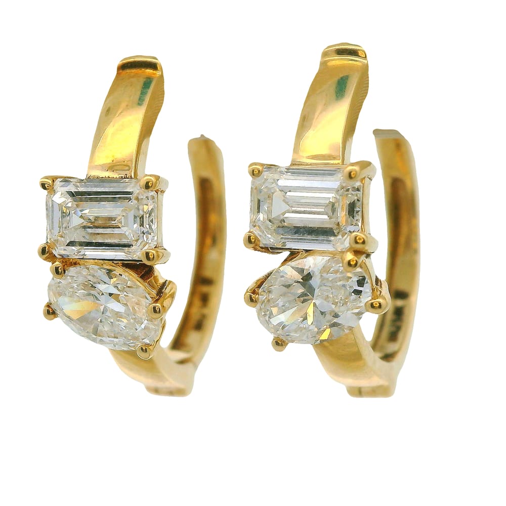 14K YG 1.00CTW VS,E-F EMREALD CUT LAB GROWN DIAMONDS WITH 1.00CTW VS,E-F OVAL LAB GROWN DIAMOND H...
