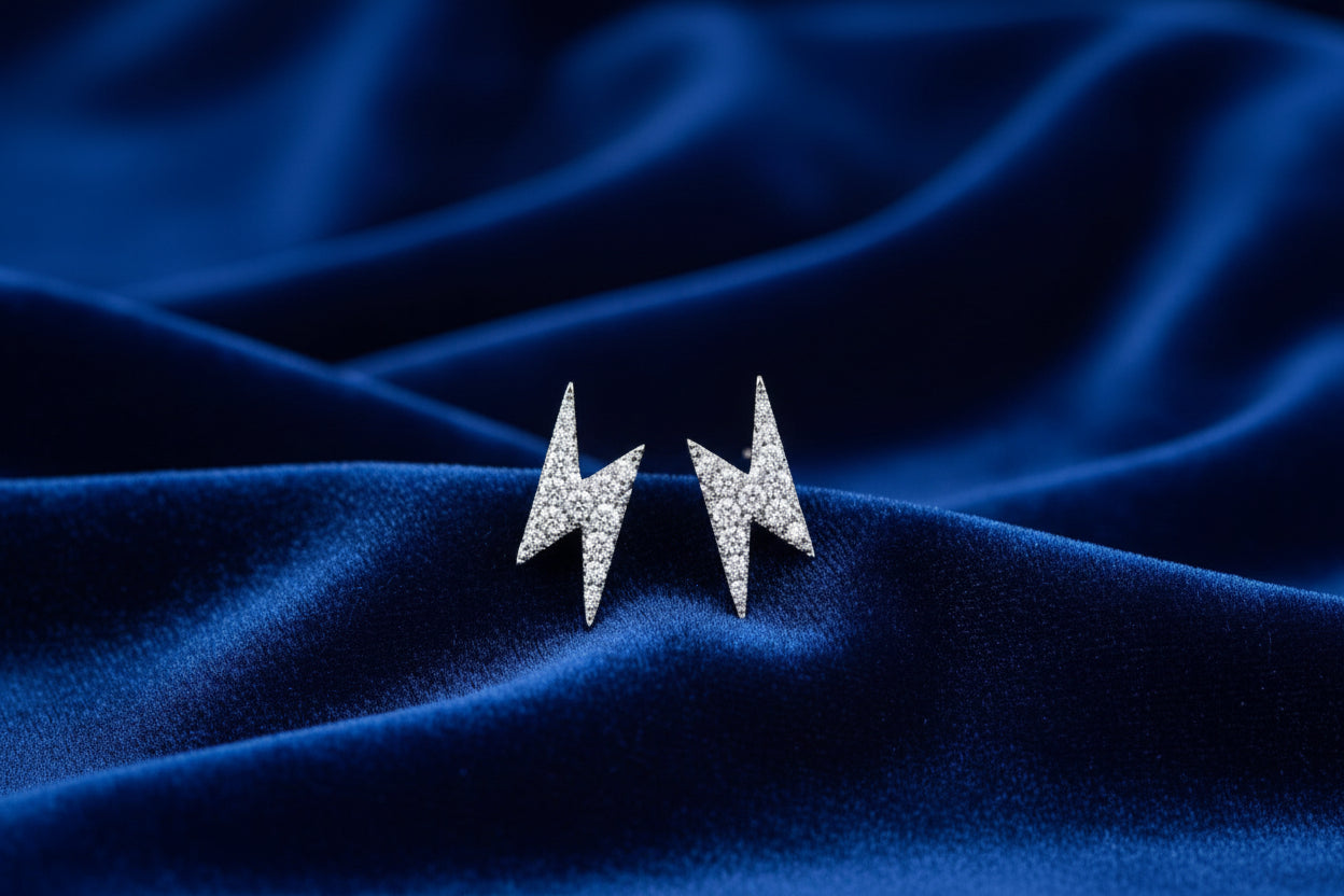 14K WG 0.15ctw Diamond Lightening Bolt Studs