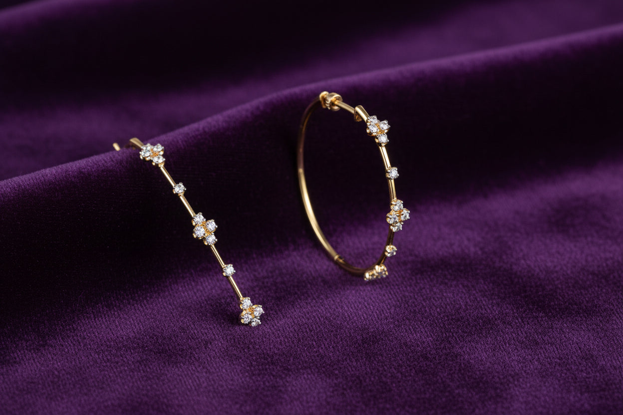 (S2203406) 14K YG 0.49CTW Diamond Prong Set Round Classic Hoops 40mm "Gabriel & Co"