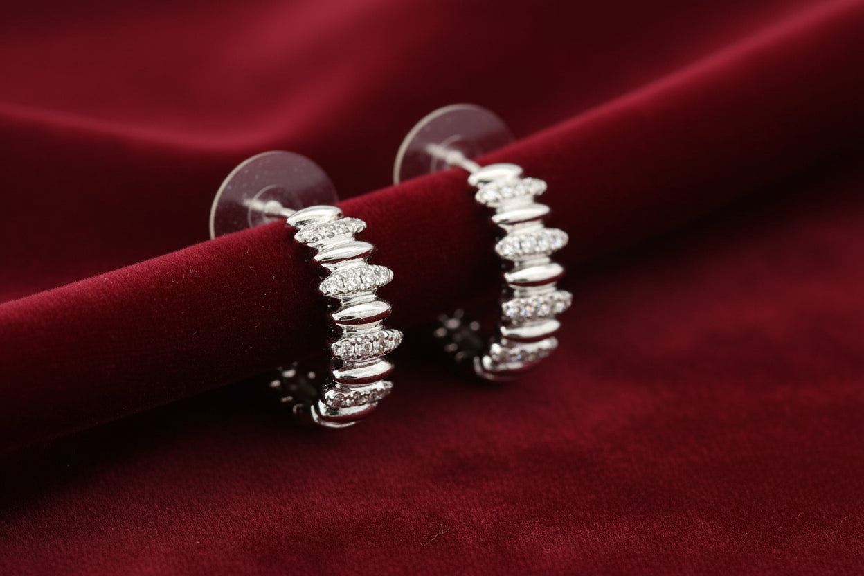 14K WG 0.07ctw Diamond Huggies