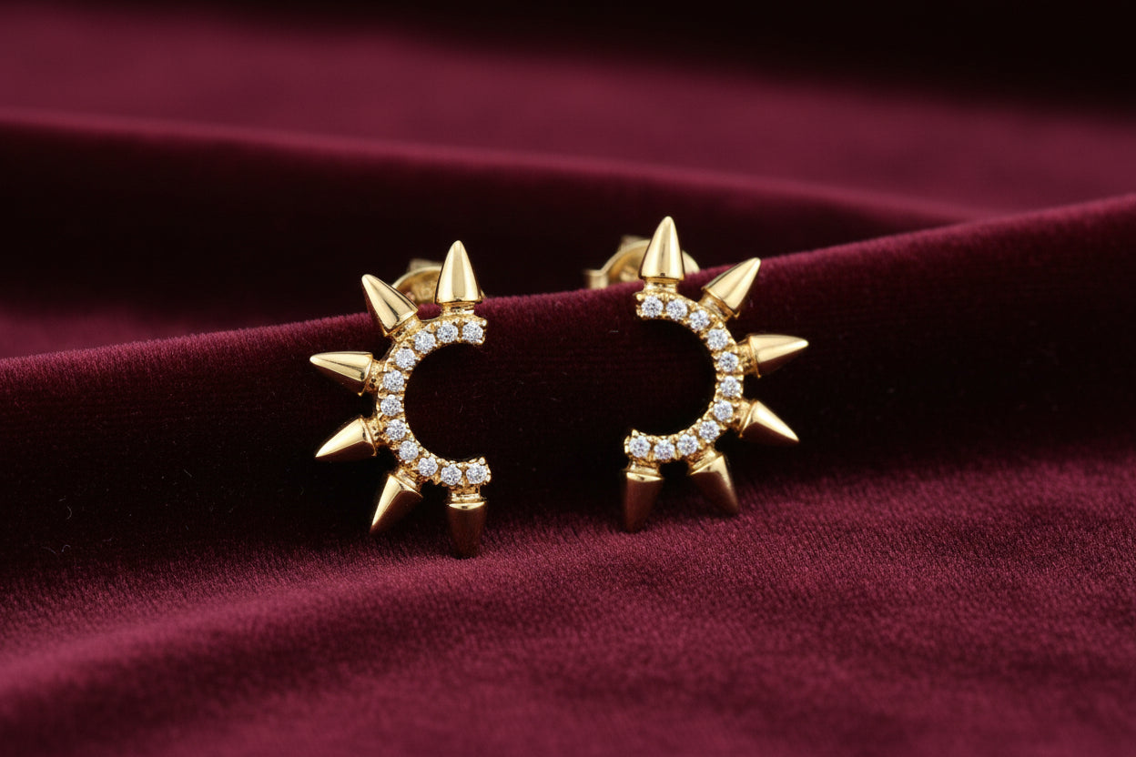 14K YG 0.06ctw Diamond Spike Studs