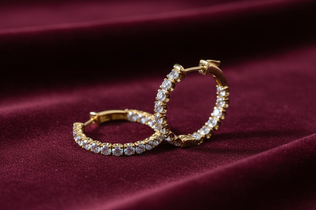 10K YG 3.00ctw VVS-VS,D-F Lab Grown Diamond Inside/Outside Hoops