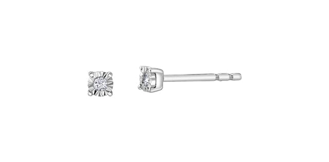 10K WG 0.03CTW Illusion Diamond Studs