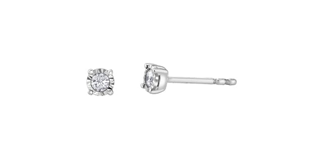 10K WG 0.10CTW Illusion Diamond Stud Earrings