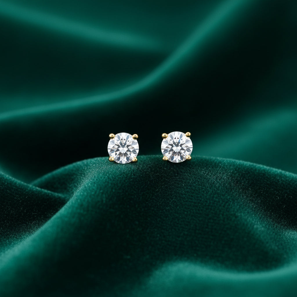 10K YG/WG 0.05CTW Illusion Diamond Stud Earrings