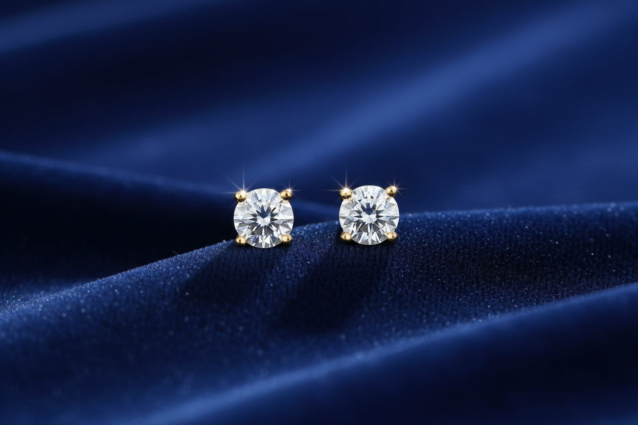 10K YG/WG 0.10CTW Illusion Diamond Stud Earrings