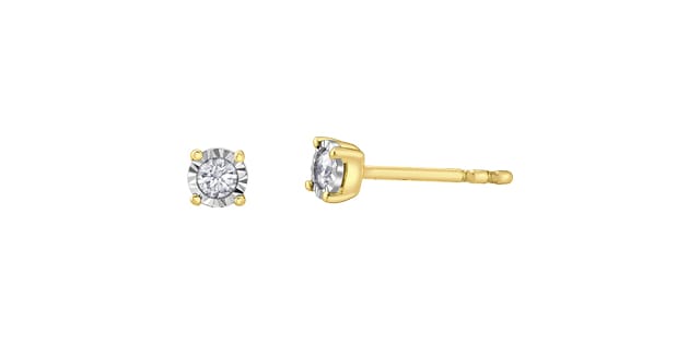 10K YG/WG 0.10CTW Illusion Diamond Stud Earrings