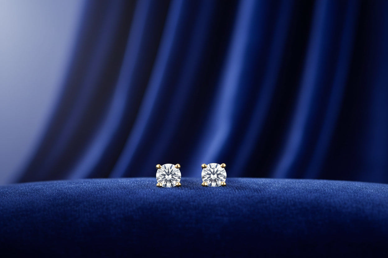 10K YG/WG 0.15CTW Illusion Diamond Stud Earrings