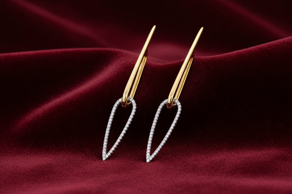 14K YG/WG 0.28ctw Diamond Drop Earrings