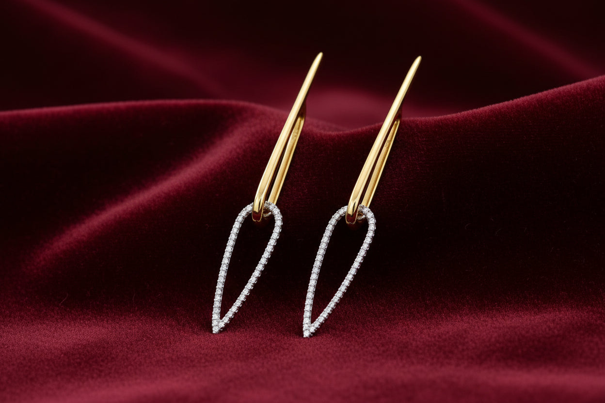 14K YG/WG 0.28ctw Diamond Drop Earrings