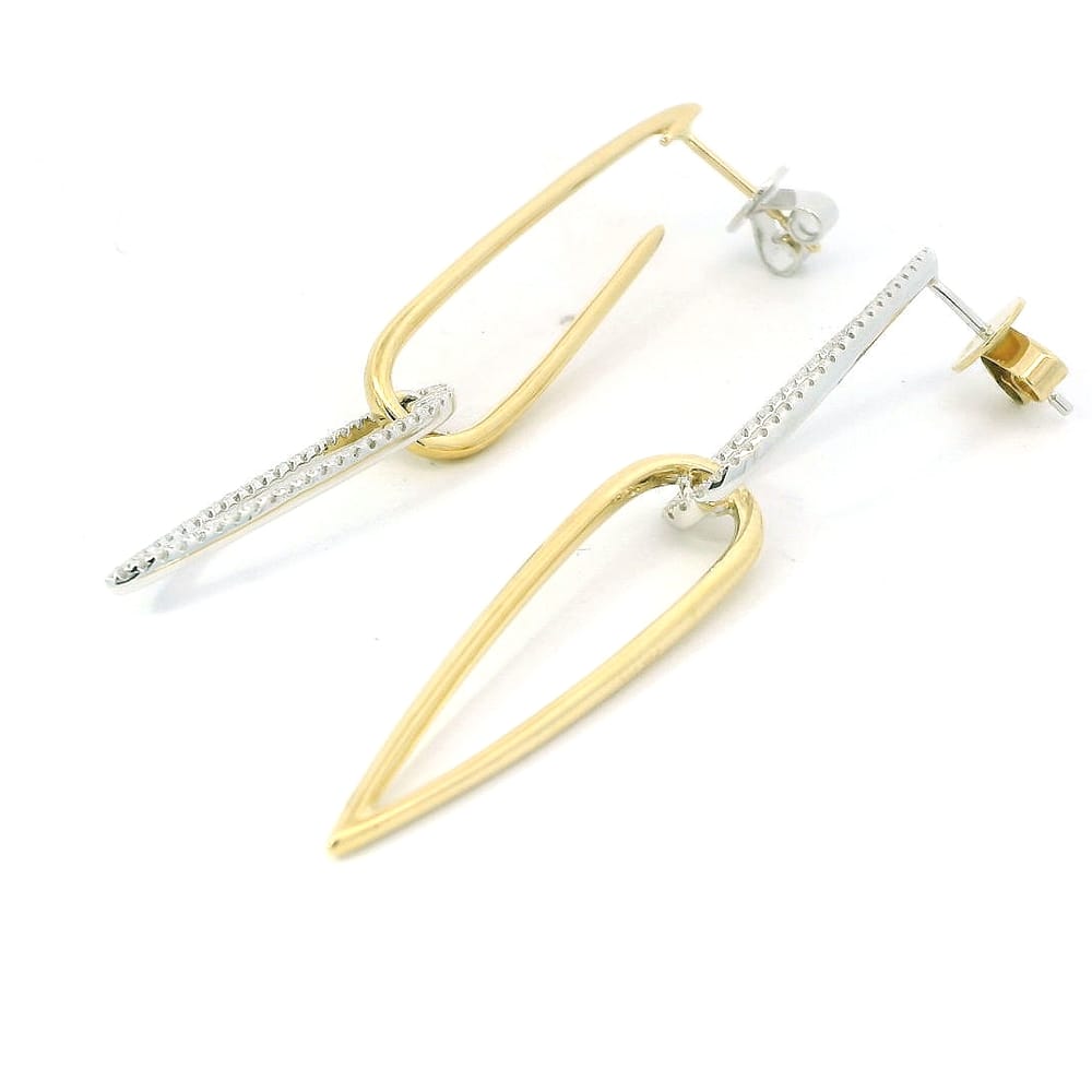 14K Yellow & white gold diamond reverse drop earrings