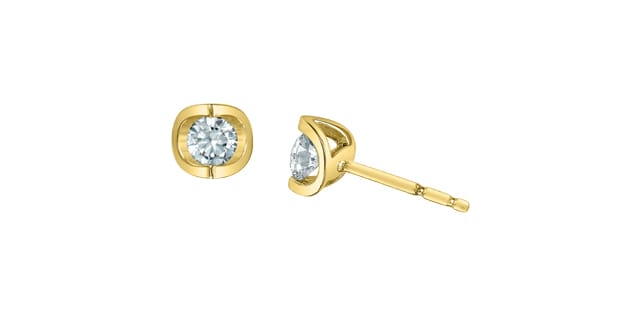 10K YG 0.40ctw VS,EF RB Lab Grown Diamond Tension Set Studs