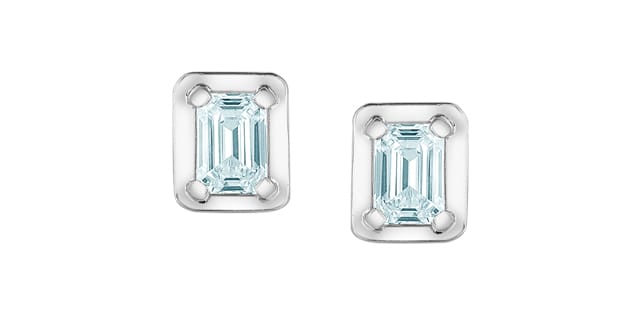 10K WG 0.46ctw VS,EF EM Cut Lab Grown Diamond Picture Frame Studs